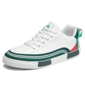 Men's canvas casual shoes with section mesh design in beige and white with green colour options