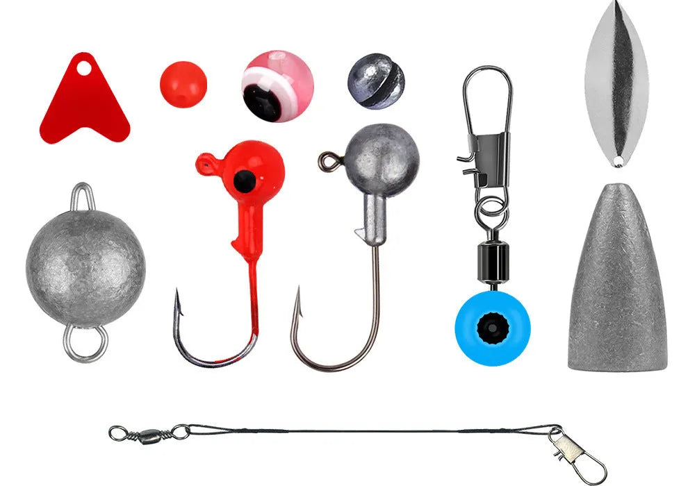 Weihe 257-piece fishing lure accessories set in ABS tackle box with hooks and weights