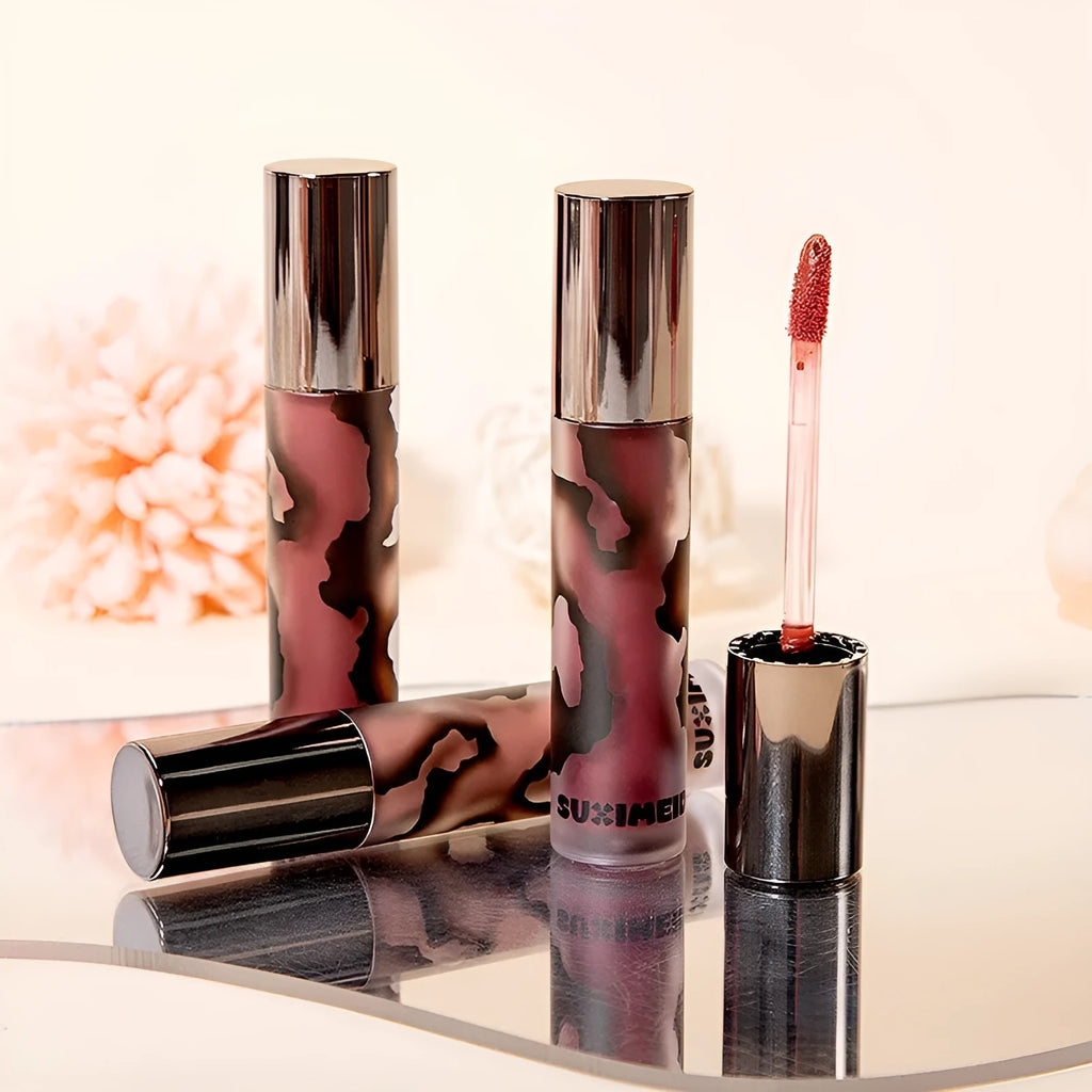 Lava Secret Matte Lip Mud Lipstick in shades Orange Brown Coffee, Cool Gray, Cinnamon Coffee, Jujube Red, and Smoked Purple
