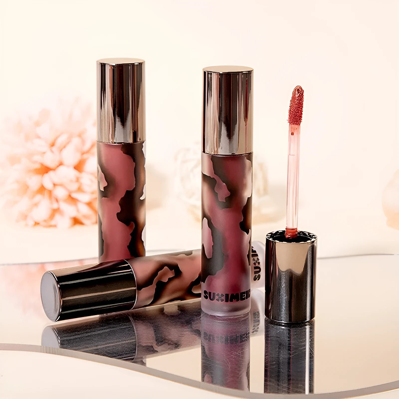 Lava Secret Matte Lip Mud Lipstick in shades Orange Brown Coffee, Cool Gray, Cinnamon Coffee, Jujube Red, and Smoked Purple
