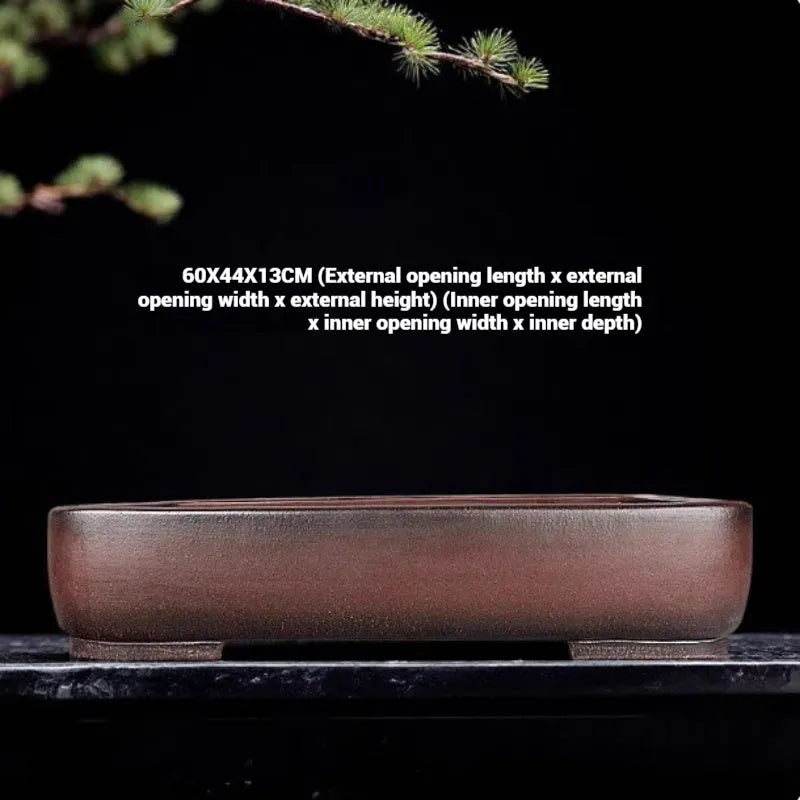 Rectangular antique purple clay flower pot measuring 60x44x13 cm