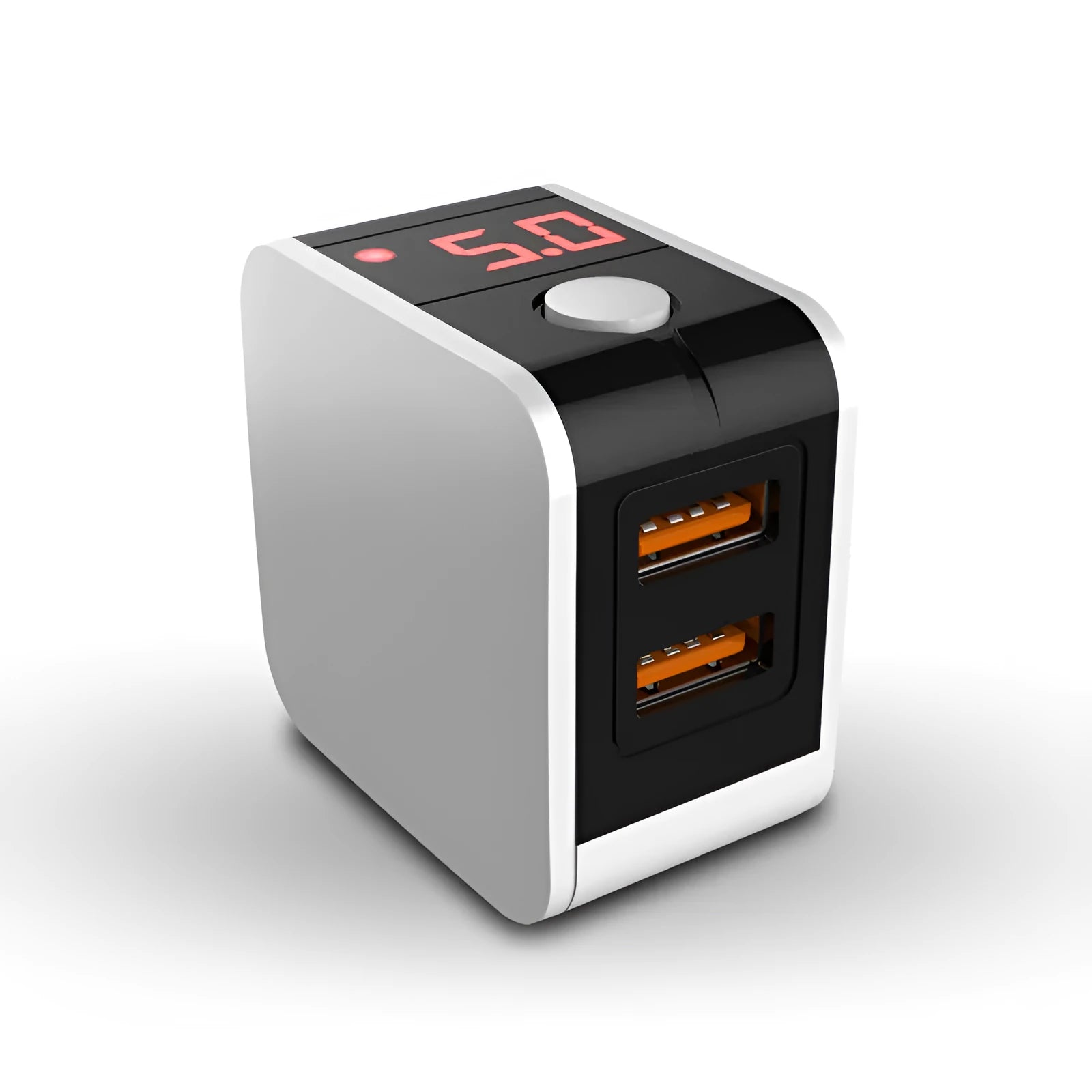 5V2.4A dual USB fast charging adapter with digital display showing charging status