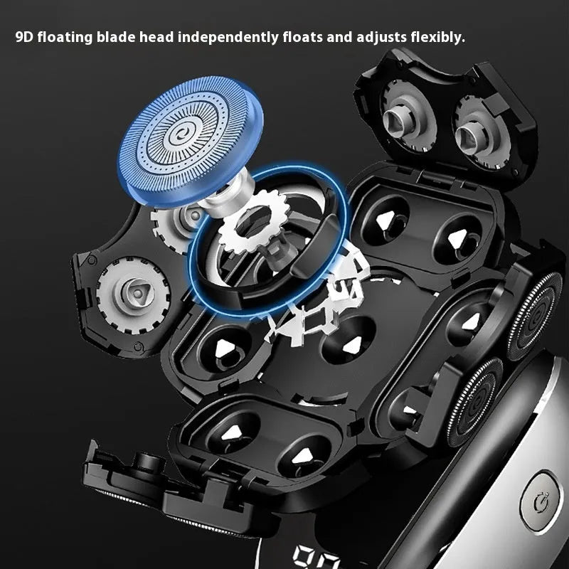 Black rechargeable 6-in-1 hair clippers and shaver kit with multiple grooming attachments