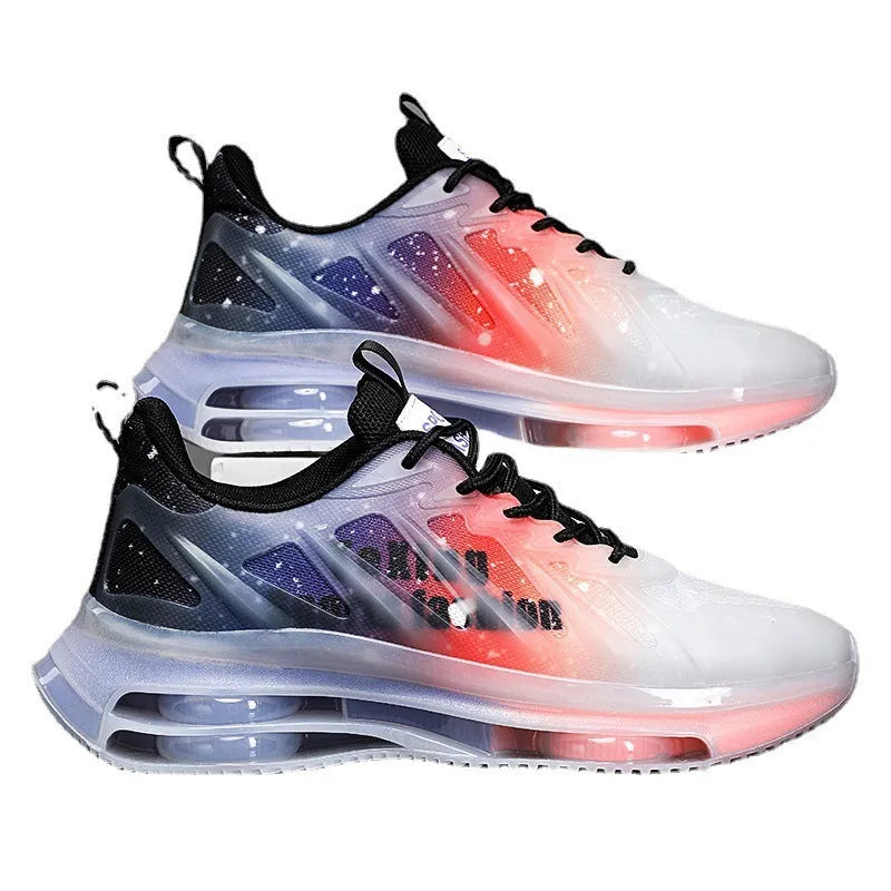 Men's platform sole trainers in mesh with mid-top height and round toe design