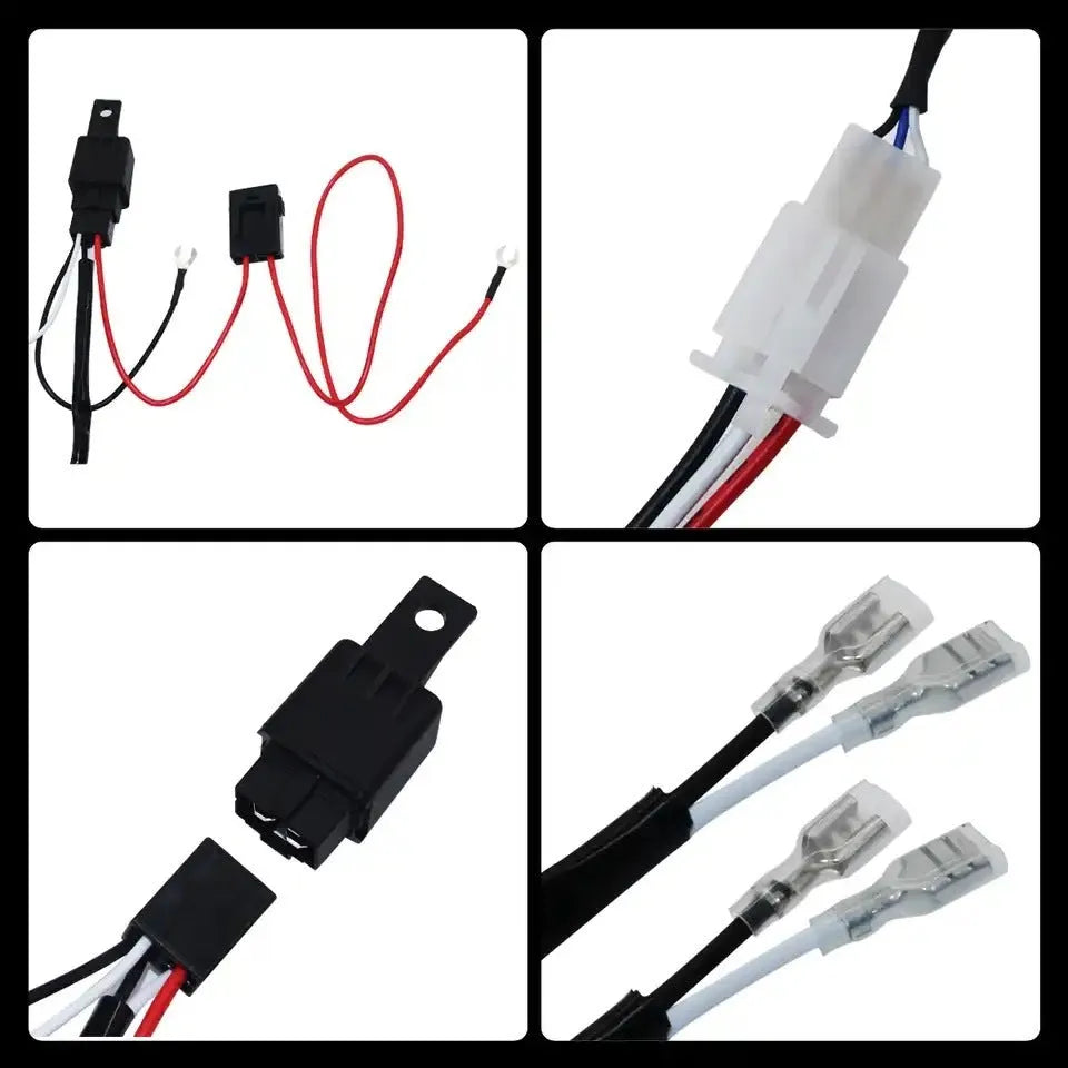 One drag two LED work light wiring harness with 2 metre silicone cable for automotive spotlight installation