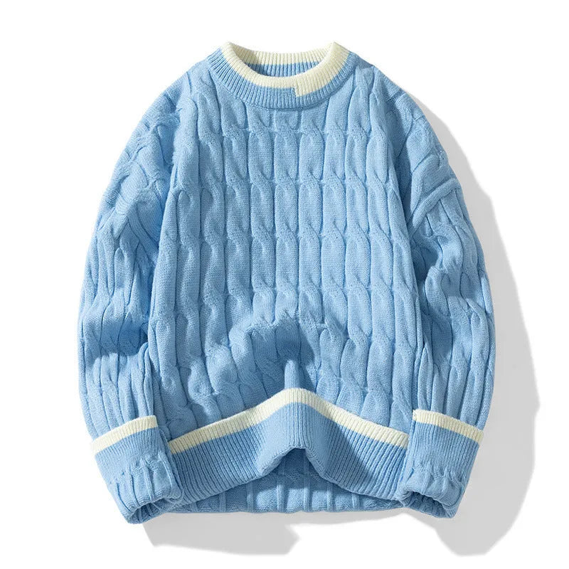 Men's loose fit pullover sweater in modal acrylic blend showing beige colour option