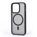 Matte skin-feel magnetic phone case with cherry blossom pink finish for Apple iPhone showing rear camera cutout