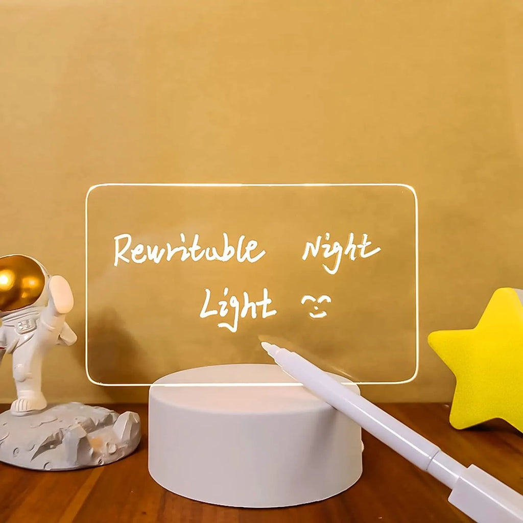 Acrylic message board night lamp with warm USB light and round note display