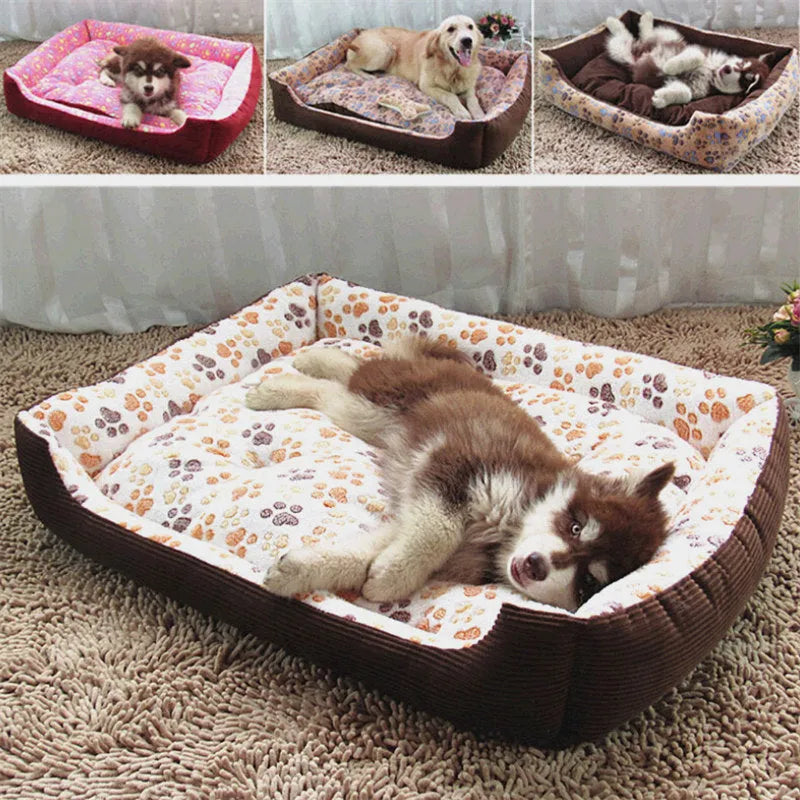 Soft plush dog bed for small pets in beige, shown in a basket-style design with raised bolsters.
