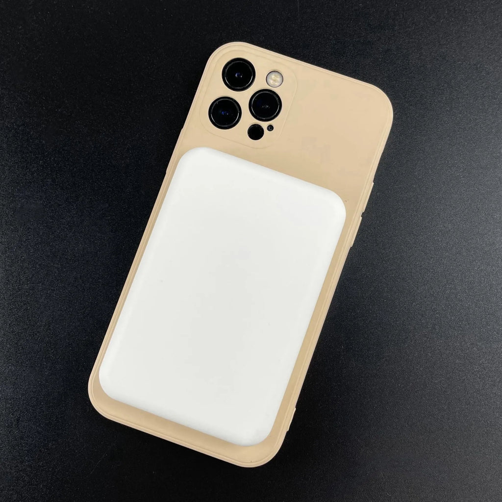White magnetic wireless charger power bank with 5000mAh capacity and compact design