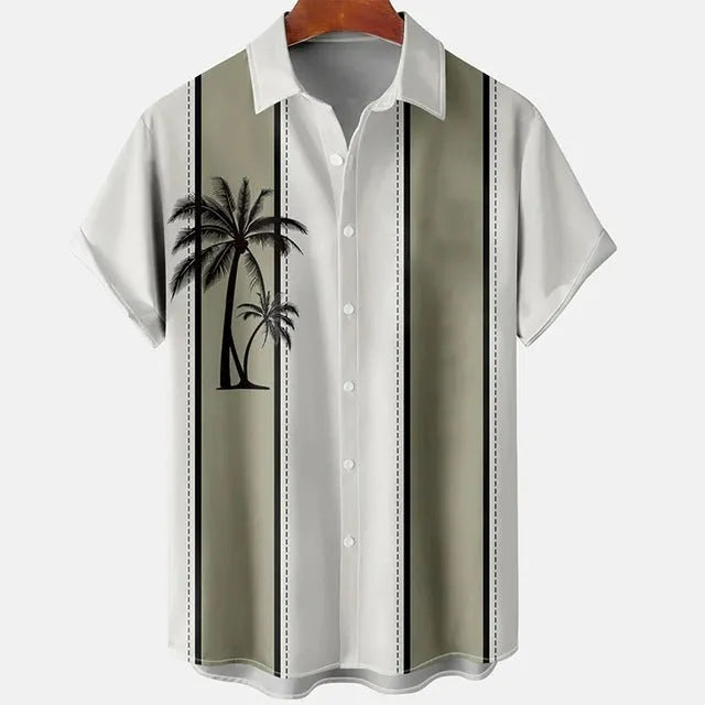 Men's slim fit short sleeve shirt with 3D floral pattern in lightweight polyester fabric