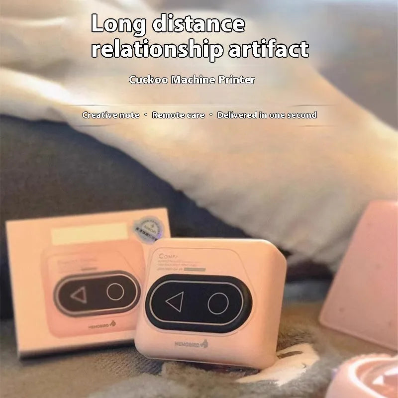 Portable Bluetooth thermal printer in avocado green, pink, small yellow duck or white colours