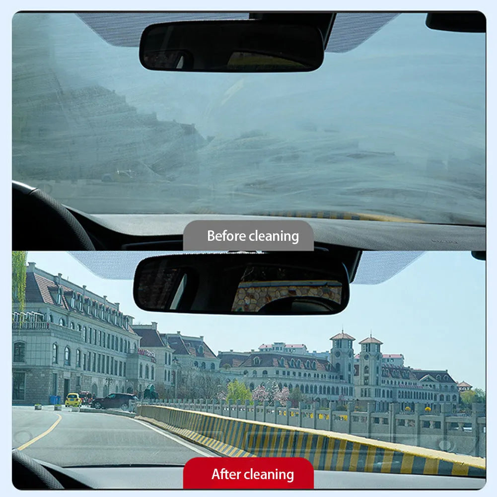 Glass oil film cleaning cream container showing paste formulation for car windows