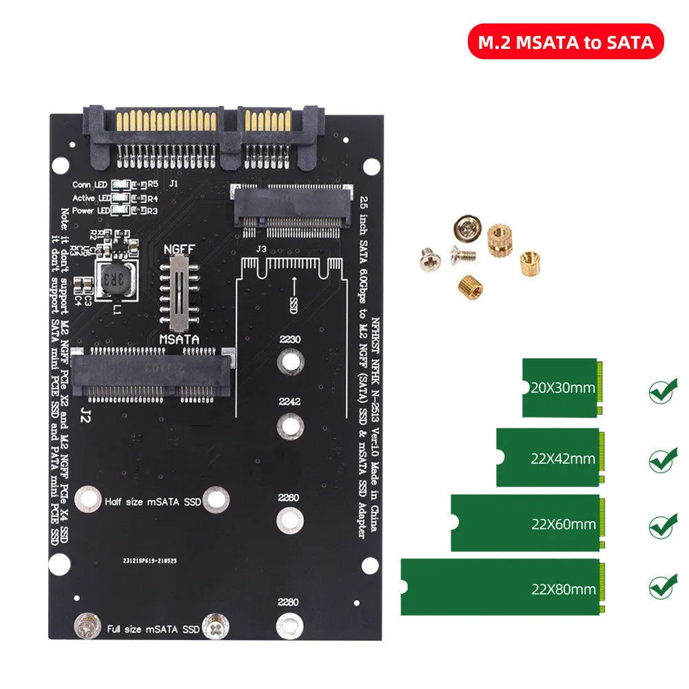 SATA3 to M.2 NGFF MSATA SSD conversion adapter card for 2280 size drives