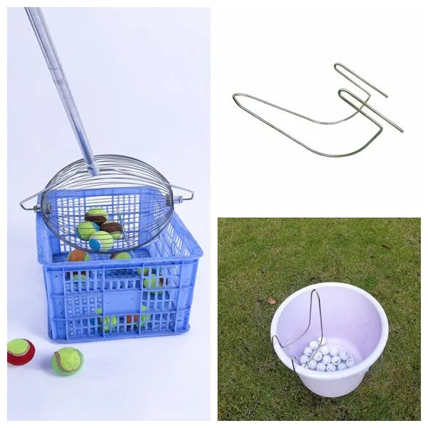 Stainless steel golf ball picker with metallic finish for retrieving balls without bending