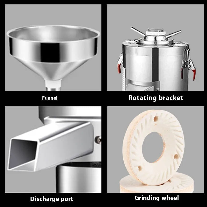 Stainless steel electric sesame paste grinding machine with 100mm wheel for nut butter.