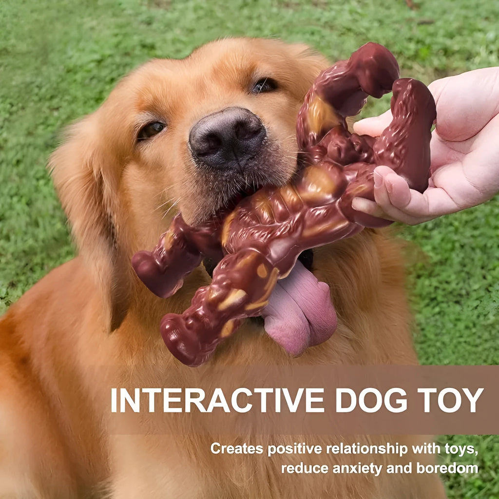 Scarlet coloured nylon dog molar chew toy with beef flavour