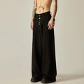 Men's solid colour vertical tube wide-leg casual trousers in black and brown options
