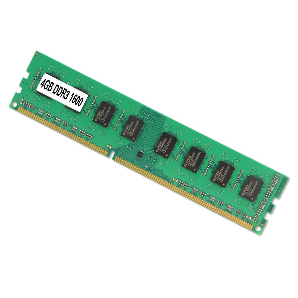 Single 4GB DDR3 1600MHz desktop computer memory module on a white background