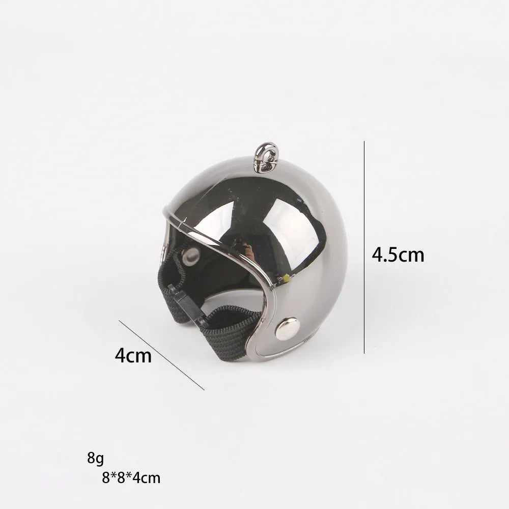 Small plastic pet helmet with elastic bands for chickens and birds on measurement background