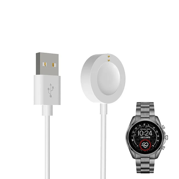 Compact ABS charging cable for Michael Kors smartwatch in white, size 8cm