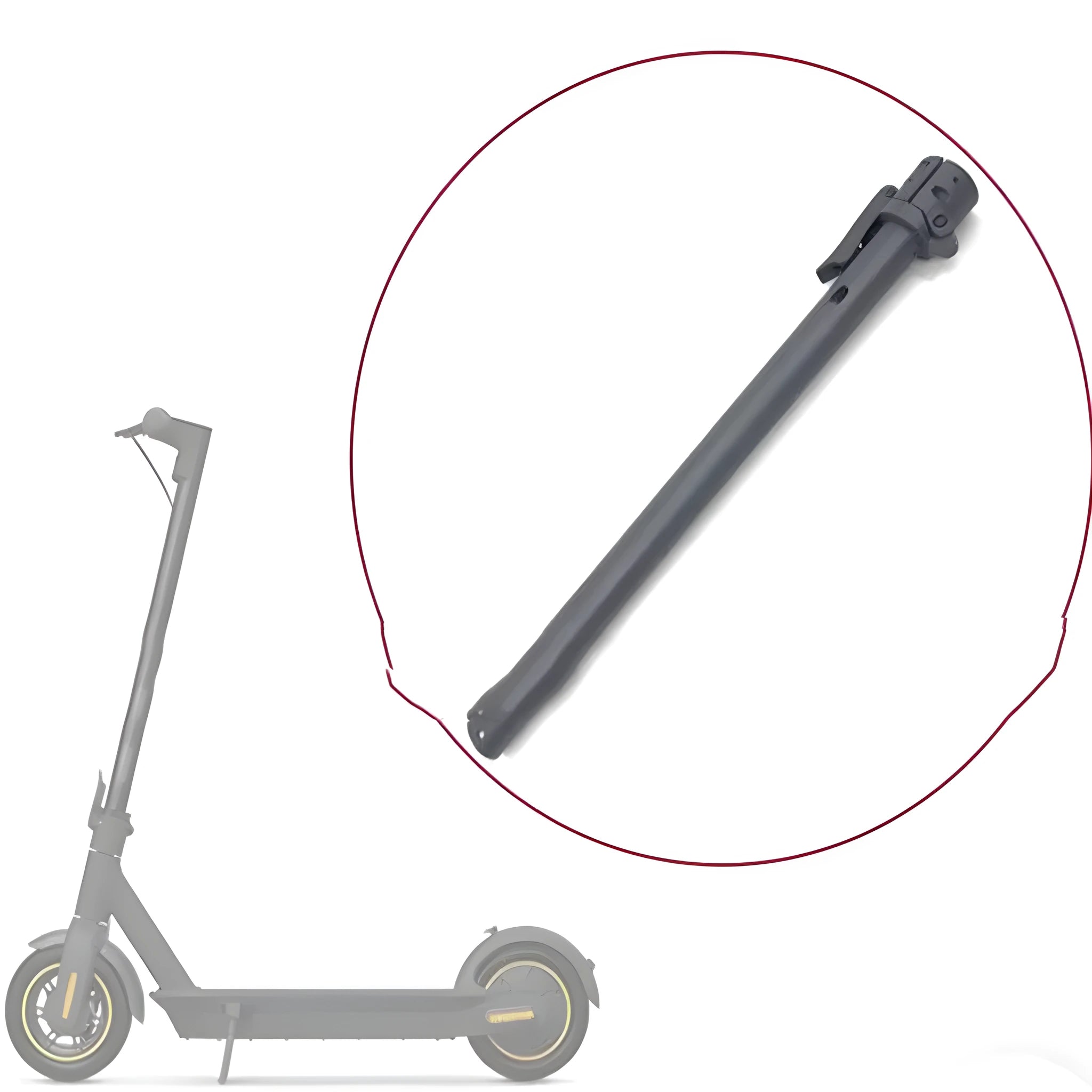 Black folding upright pole accessory for Nanbo No. 9 electric scooter.