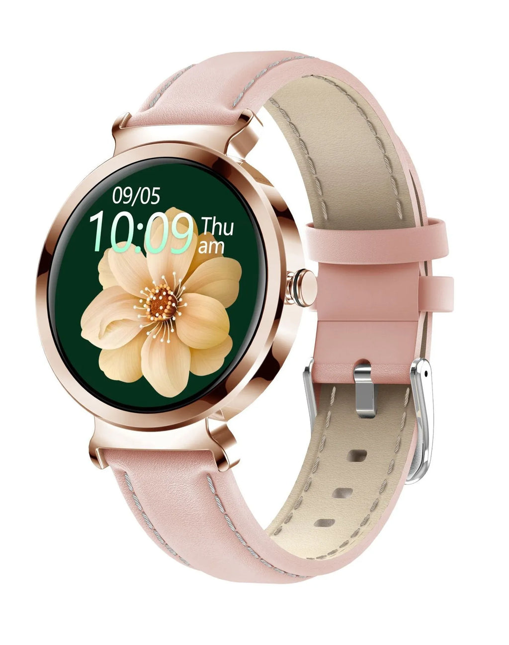 Women's smart bracelet with zinc alloy case and 1.28 inch display in gold colour
