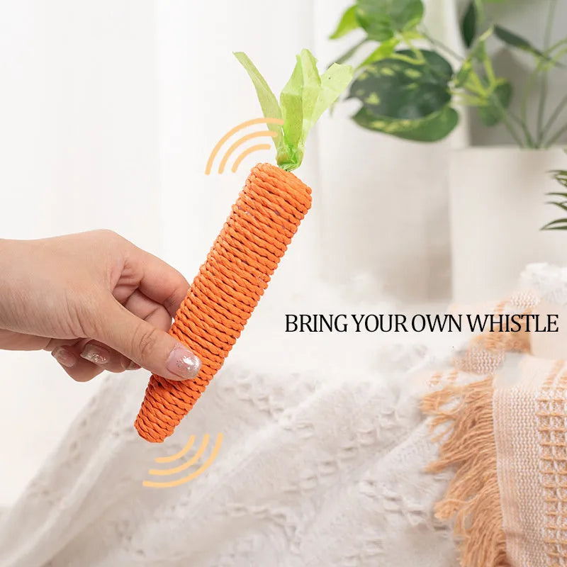 Interactive cat toy set with carrot paper toys, ringing stones, and textured grinding sticks for indoor play