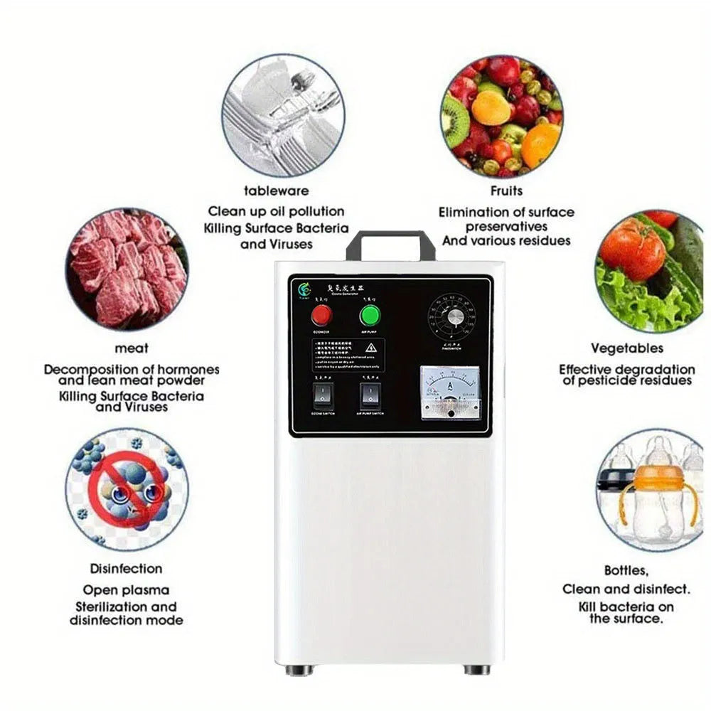 Ozone generator machine for fruit and vegetable treatment with 20g/h output and air-cooled operation