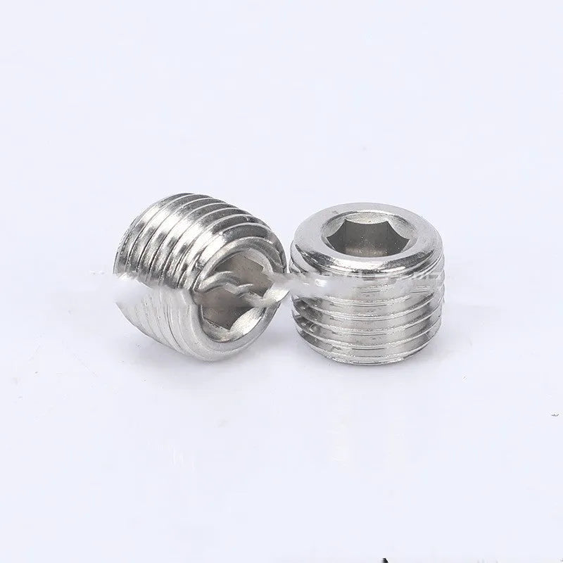 304 stainless steel hexagon head plug for 3/8 inch pipe bulkhead connections.