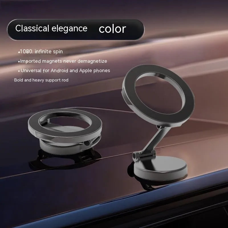 Magnetic car phone mount with all-metal construction and foldable design