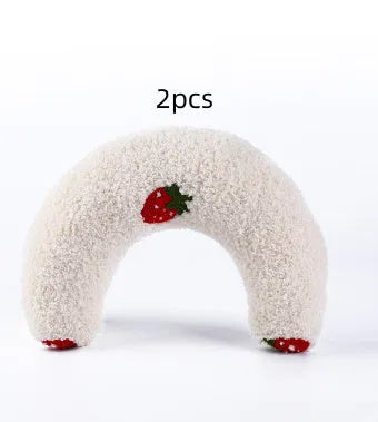 U-shaped cat toy pillow in white polyester with PP cotton filling 24x20x7cm