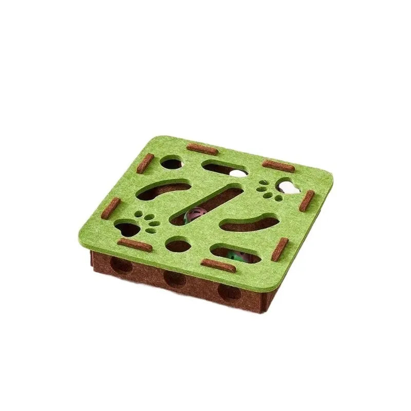Felt cat scratching box toy measuring 30cm square with 7.5cm height in green brown, camel white, or gray colour