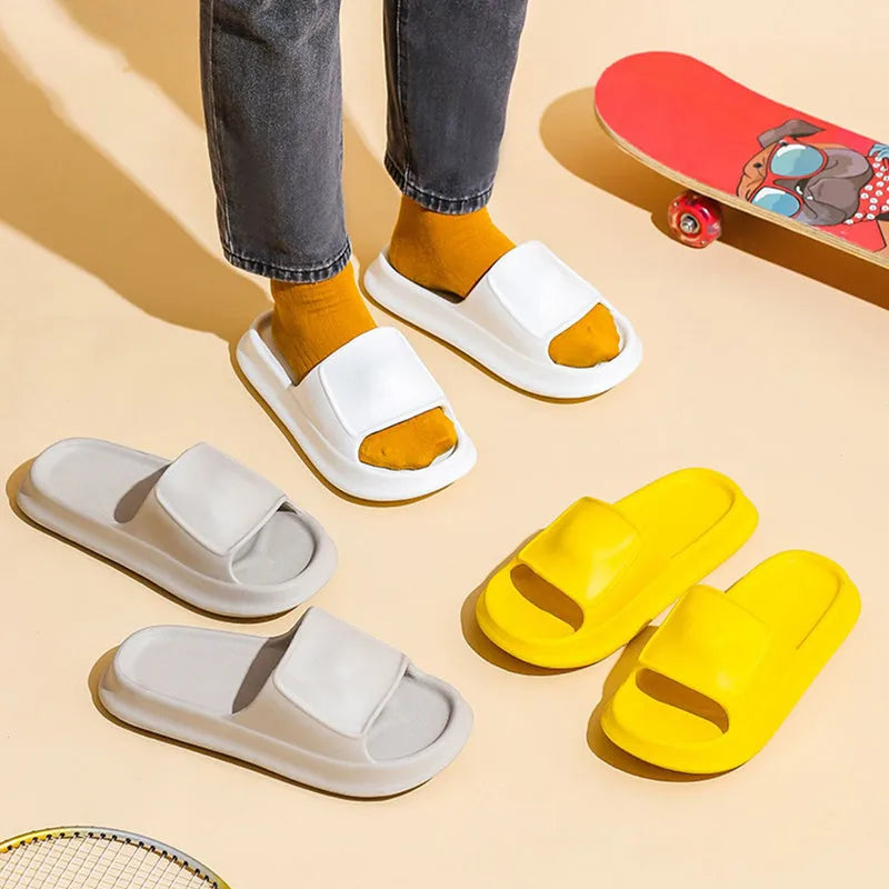 EVA flip-flop style slippers with a thick sole, shown in one of seven available colours.