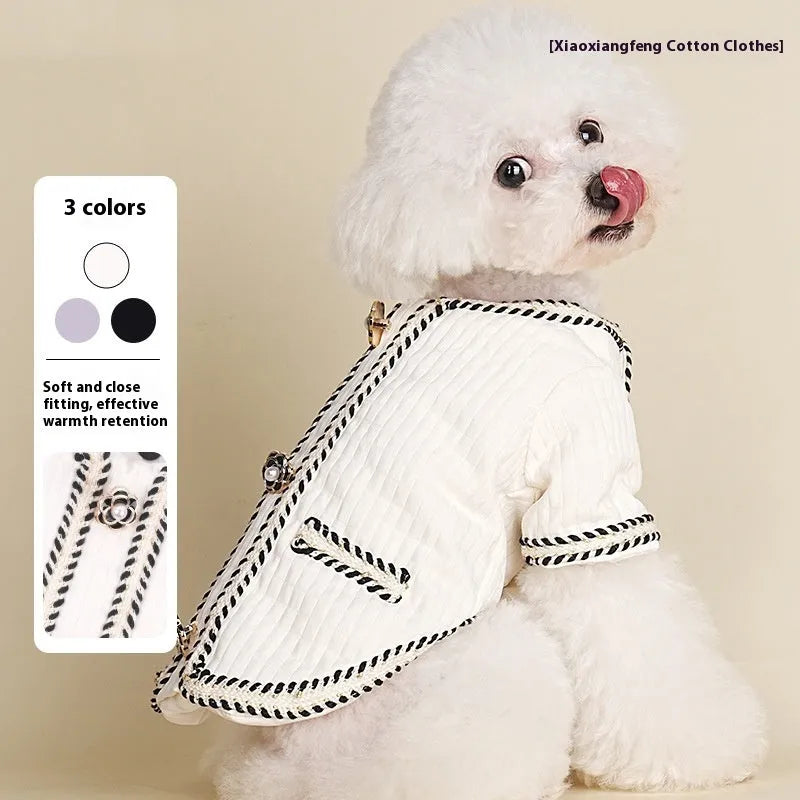 Quilted polyester pet coat in light purple for small to medium dogs autumn winter