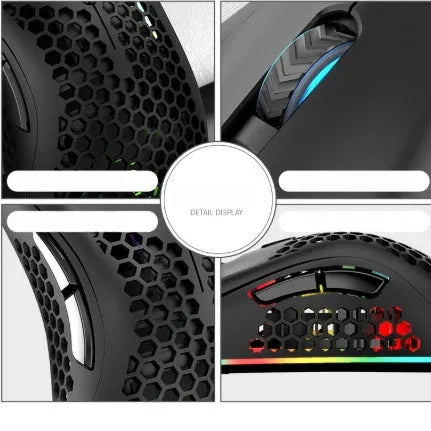 Hollow shell wireless mouse with LED lighting in black, cyan or white colour options
