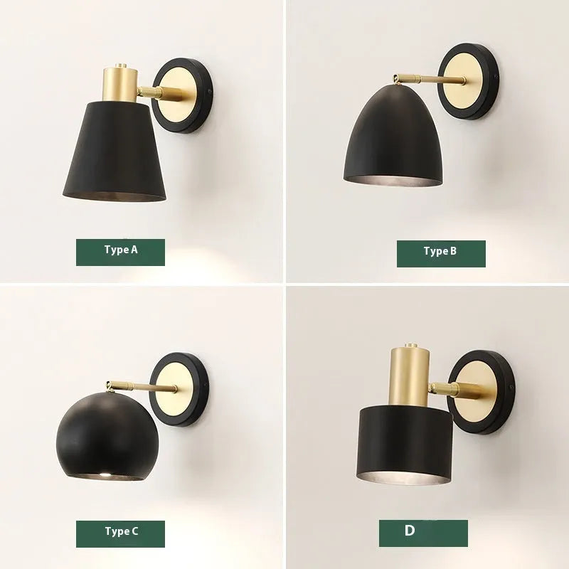 Nordic style iron wall lamp with clean design for bedside or living room installation