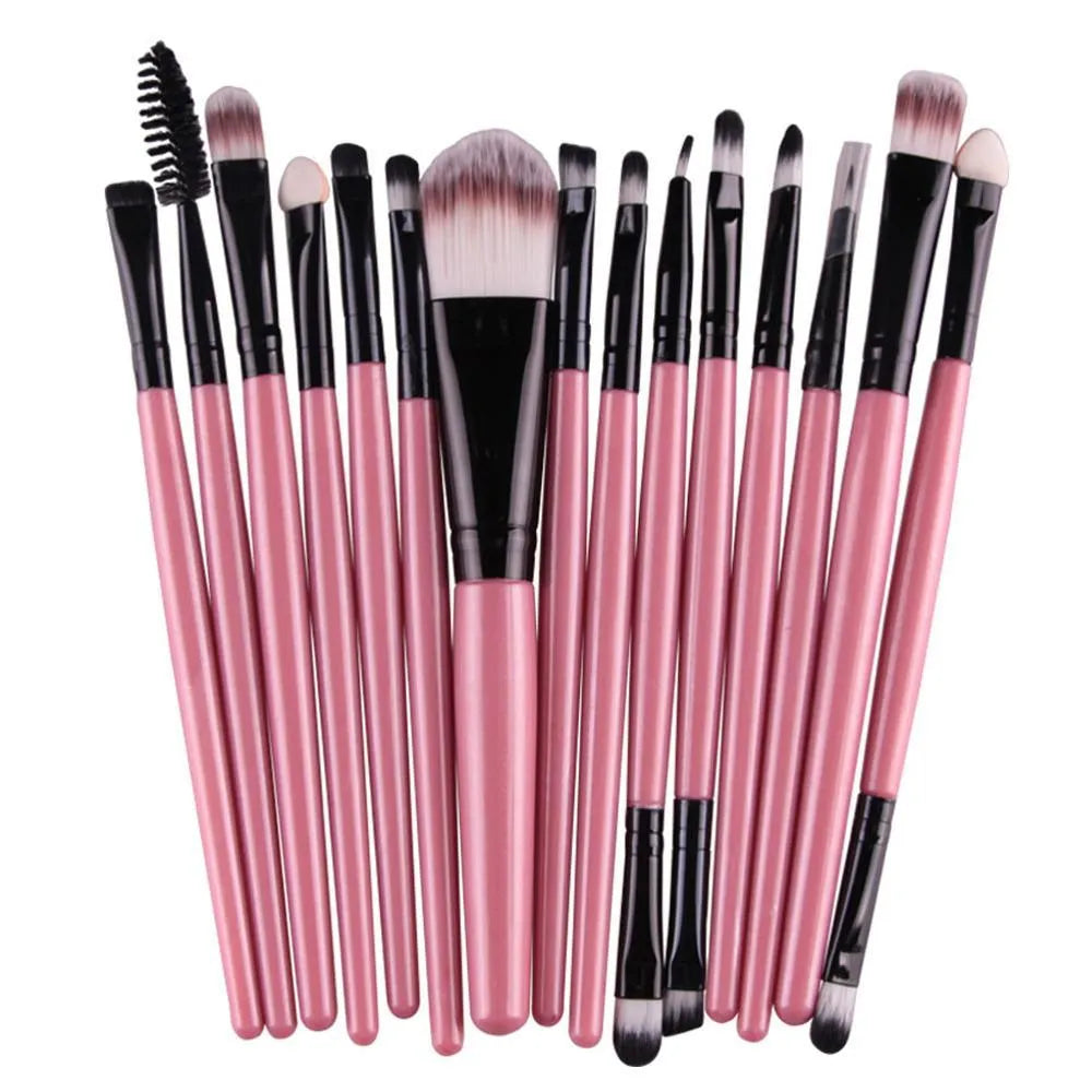 18-piece makeup brush set with fan-shaped cosmetic tools for professional application