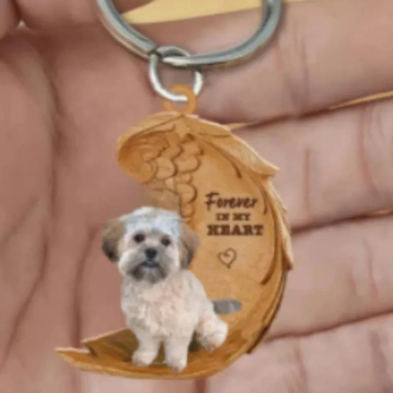 Square acrylic dog car hanging ornament with colourful picture style design