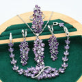 Retro copper alloy jewellery set with plant patterns including necklace, earrings, ring, and bracelet