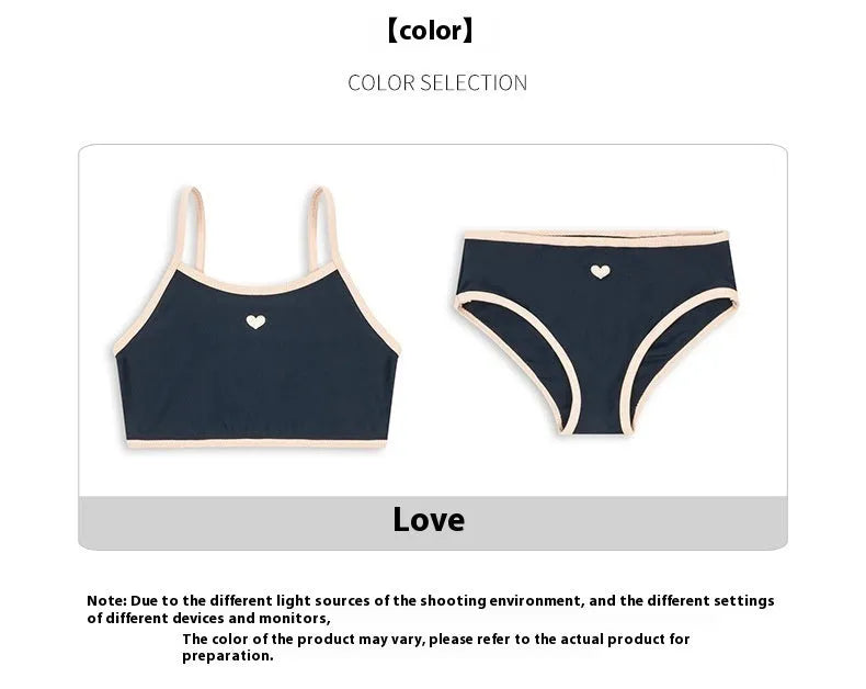 Dark blue split pattern baby swimsuit for girls with briefs style construction