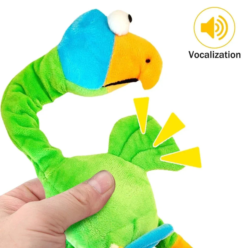 Screaming chicken dog toy in black, green or orange colours with squeaker