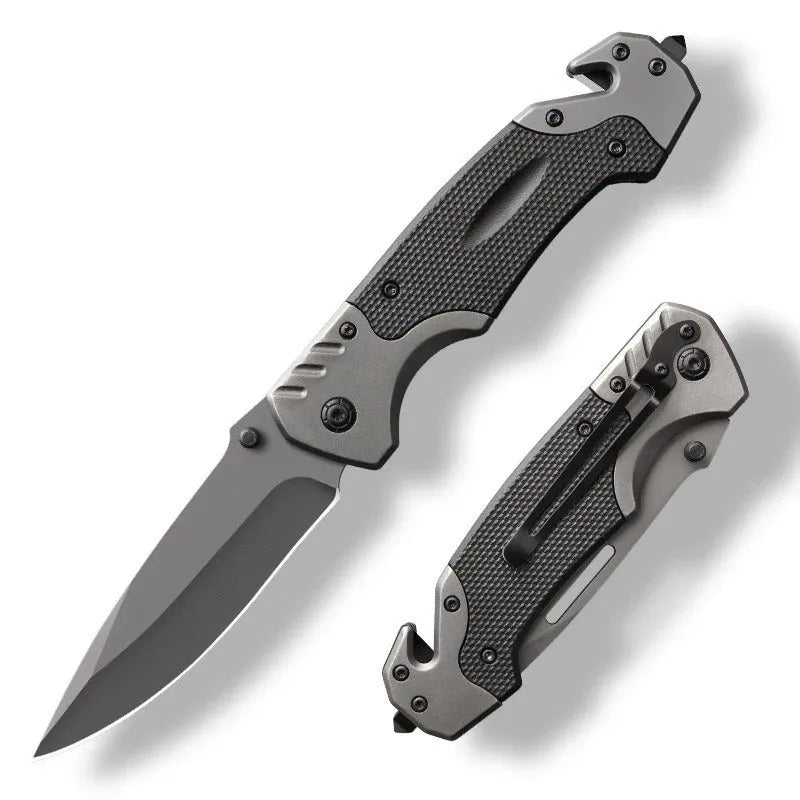 Outdoor folding knife with alloy blade showing handle and blade detail