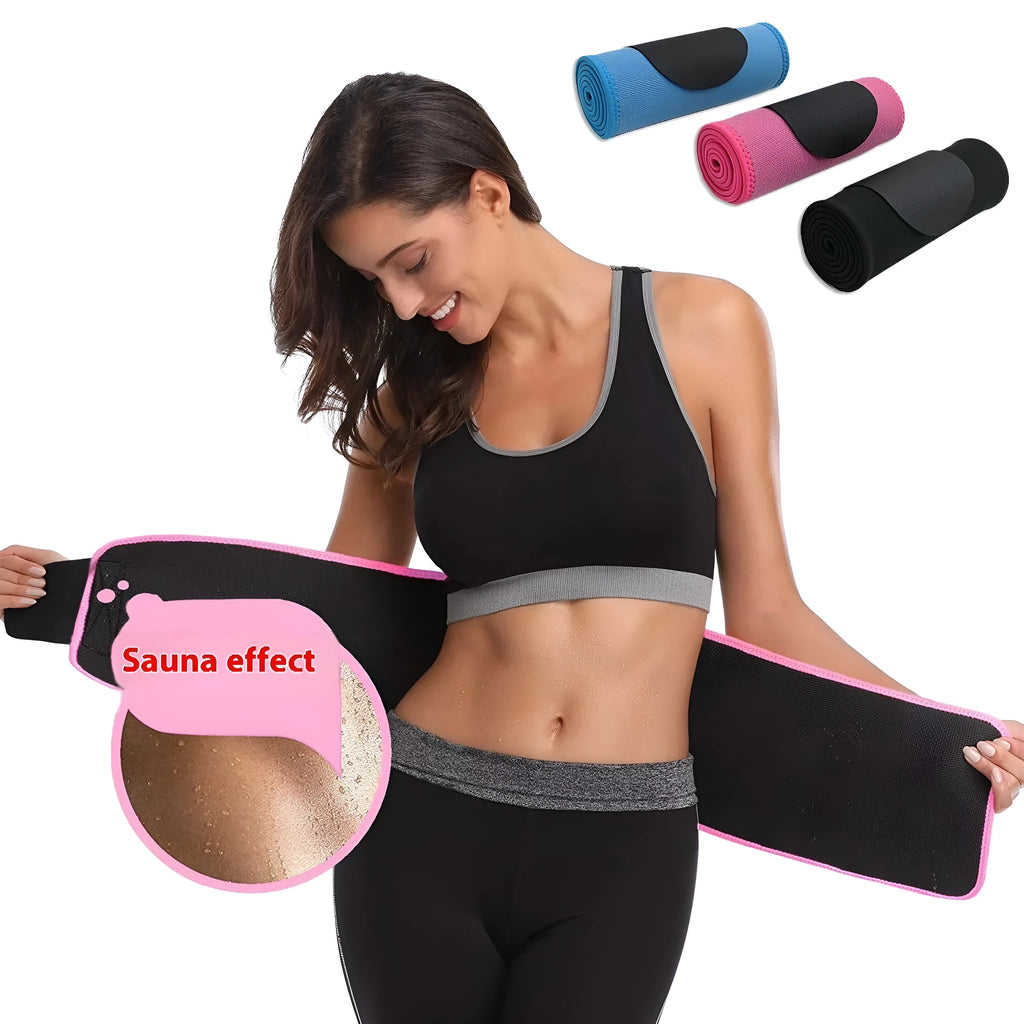 Neoprene lumbar support belt in black colour with adjustable closure for fitness and sport activities