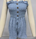 Women's sleeveless off-shoulder jumpsuit in thin polyester fabric available in five solid colours