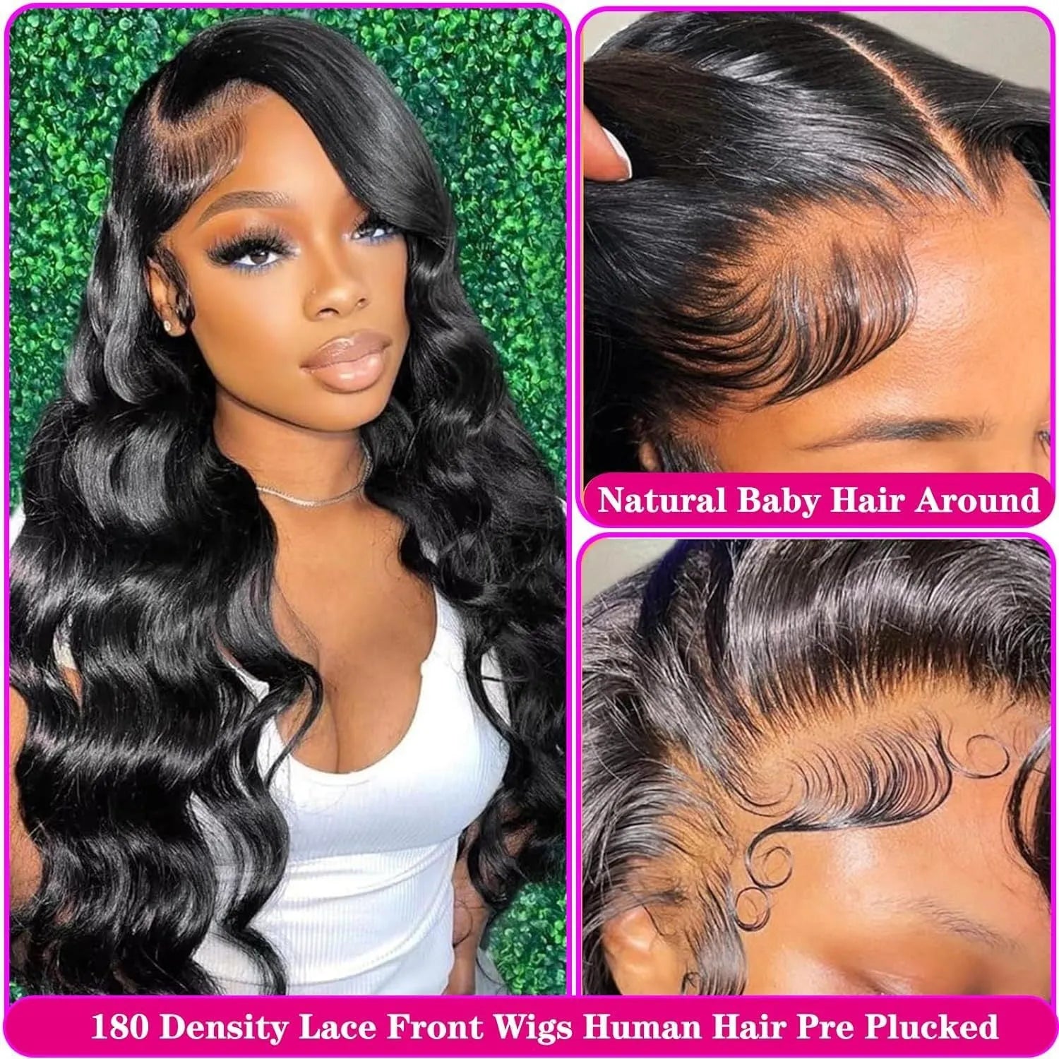Black curly synthetic lace front wig with medium-long 22-inch length and natural hairline appearance