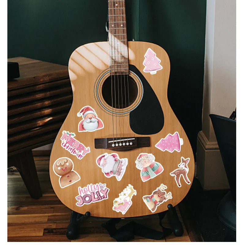 Pack of 50 cute Christmas decoration stickers, waterproof, for cars and electronics.