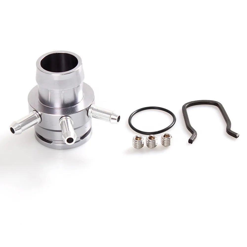 Black titanium alloy vacuum adapter tee with three 10mm threaded ports for engine vacuum lines.