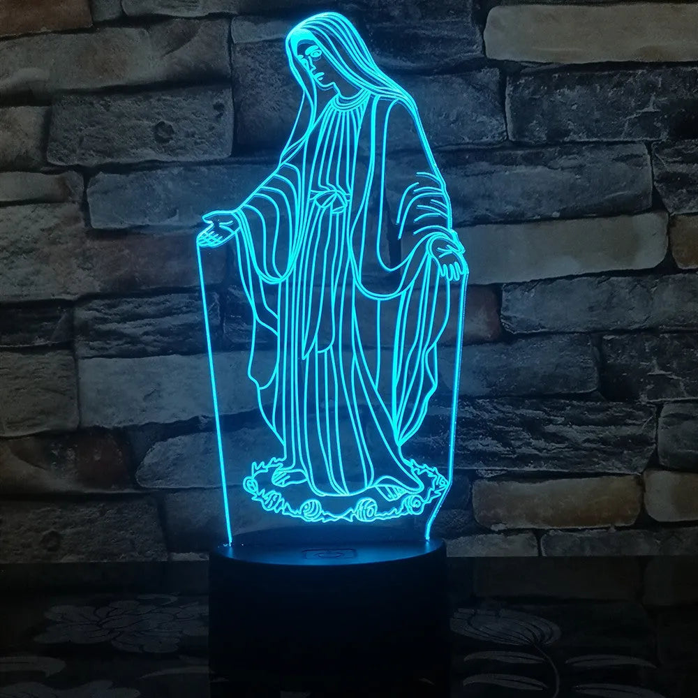 3D LED night light with colourful changing light and laser engraved acrylic plate on ABS base