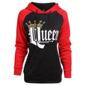 Printed hooded couple sweatshirt matching set polyester fibre street hipster grey king queen